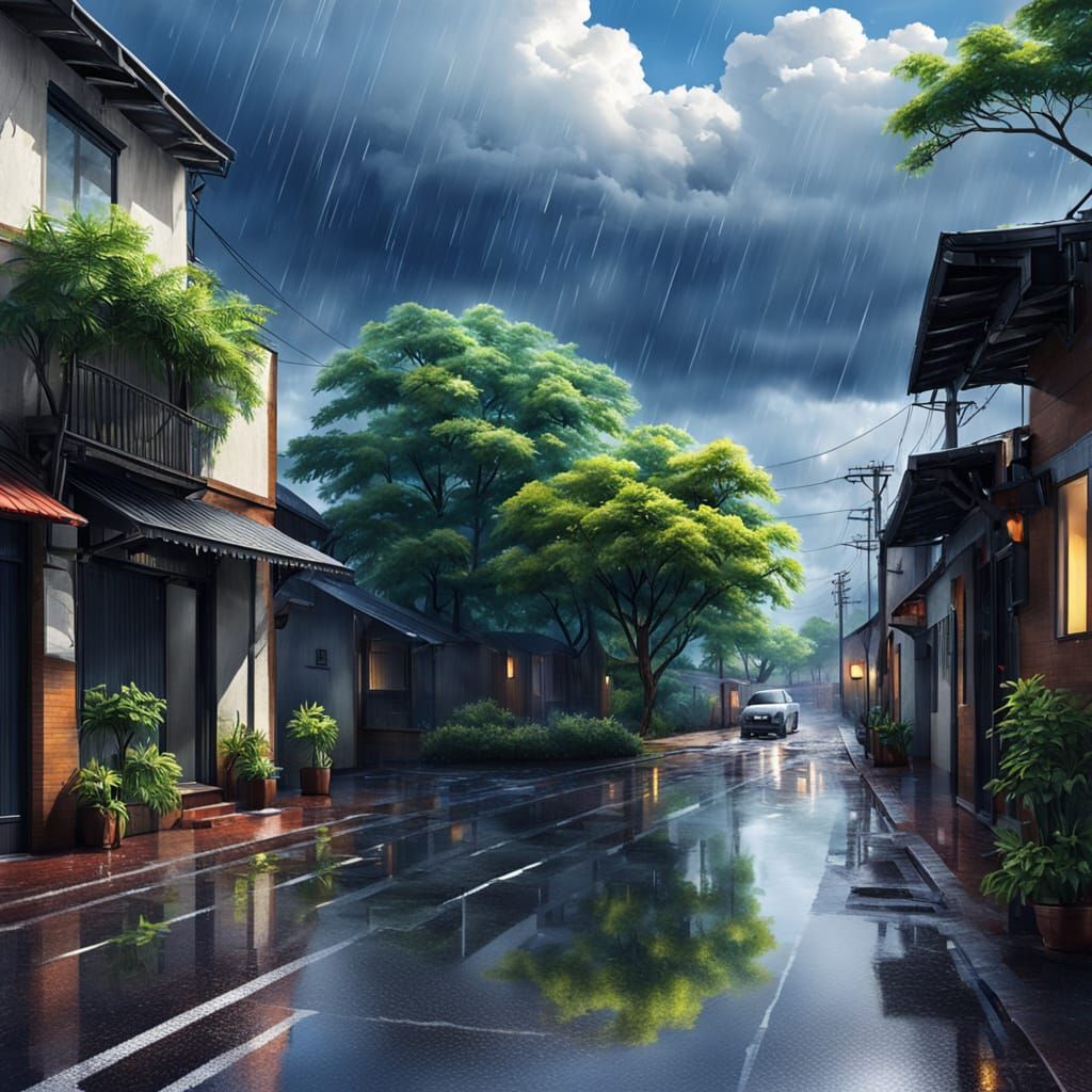 Minimalist Scene After Rainfall