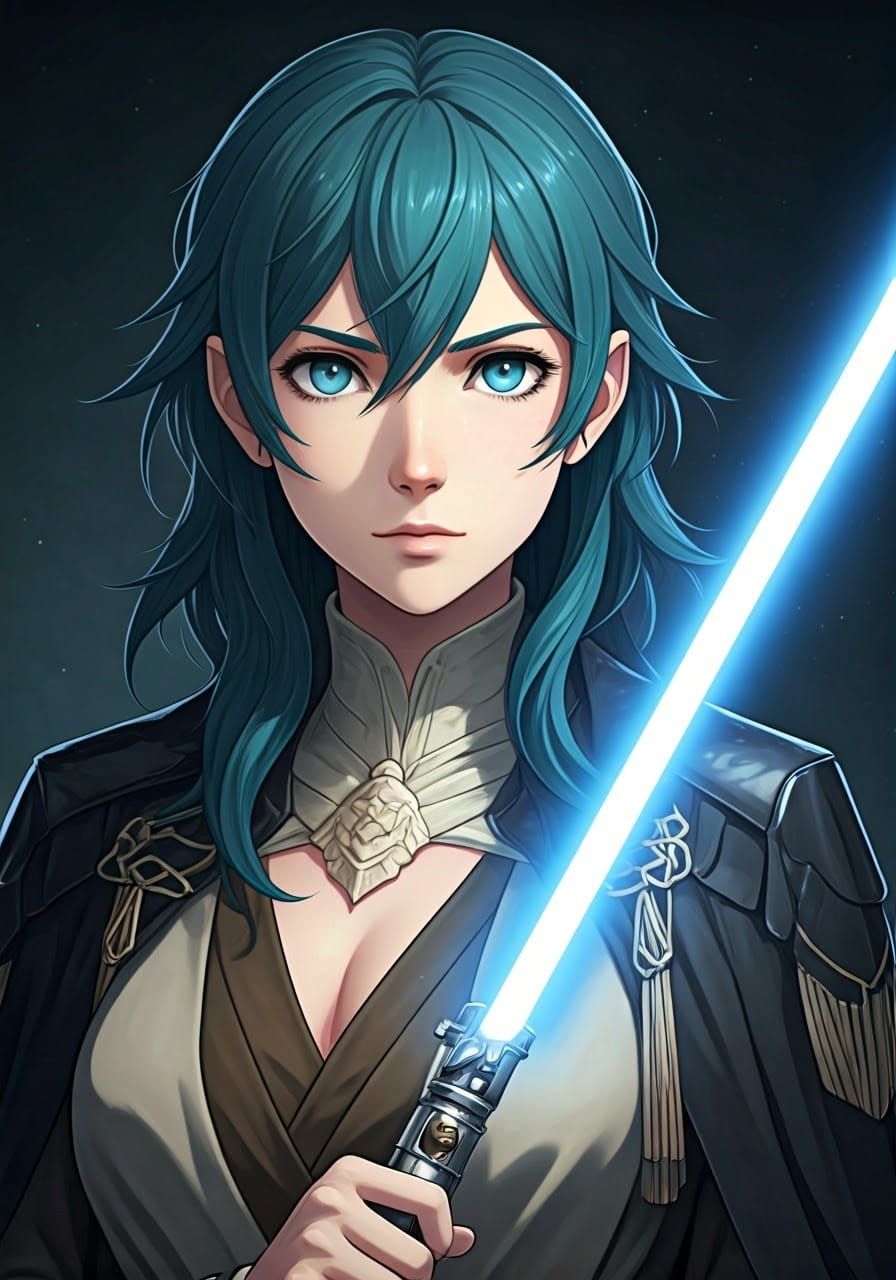 Byleth as Jedi with Blue Lightsaber