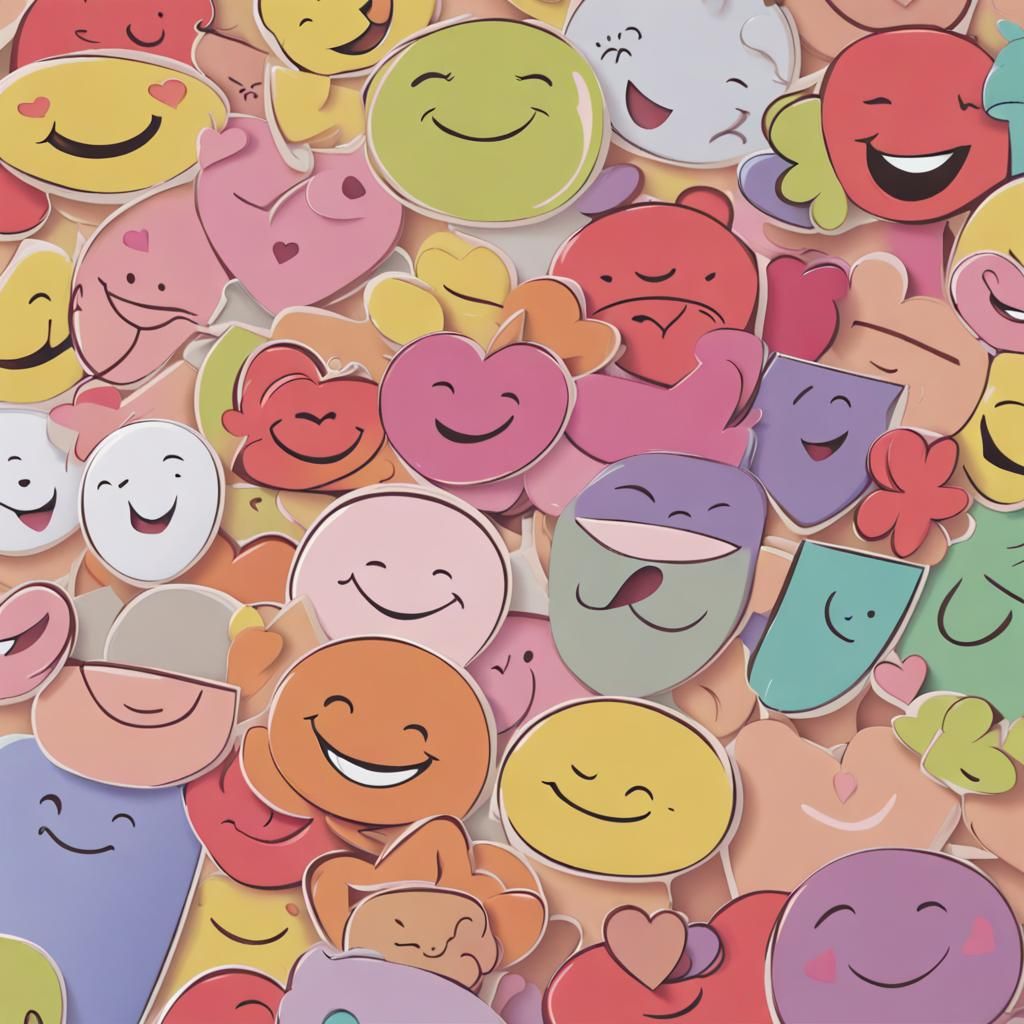 Seven Figures Expressing Joyful Happiness