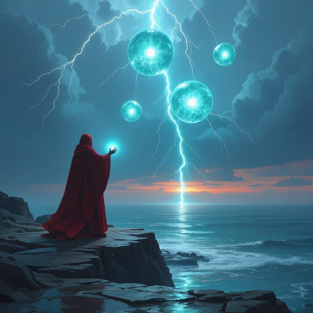 Priest in Mechanical Robes Casts Energy Spheres