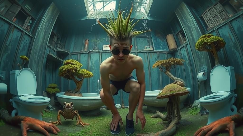 Double Exposure, Abstract Body, Slightly bent knees, twisted...