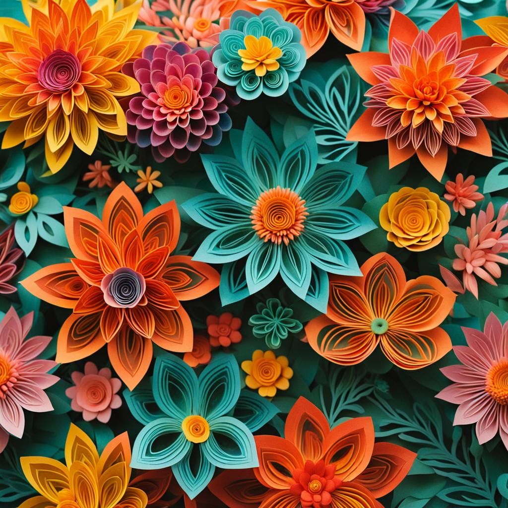 Colorful Wedding Flowers in Kirigami Style