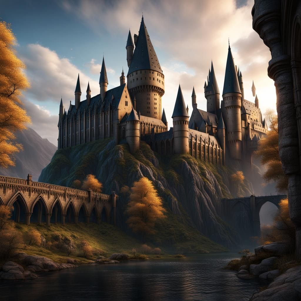 Detailed Matte Painting of Hogwarts in 8K