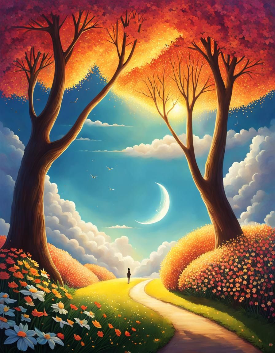 Surreal Dreamscape with Floating Islands