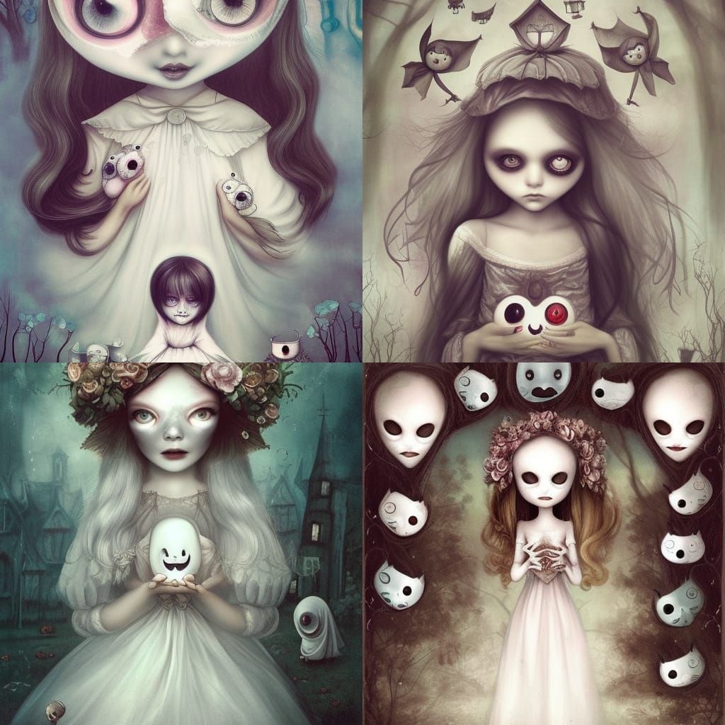 Ghosts Trick-or-Treating in Storybook Illustration Style