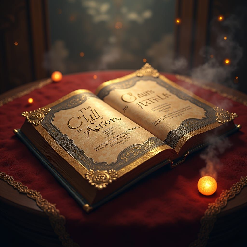 Mystical Book Beckons Action, Fantasy Concept Art