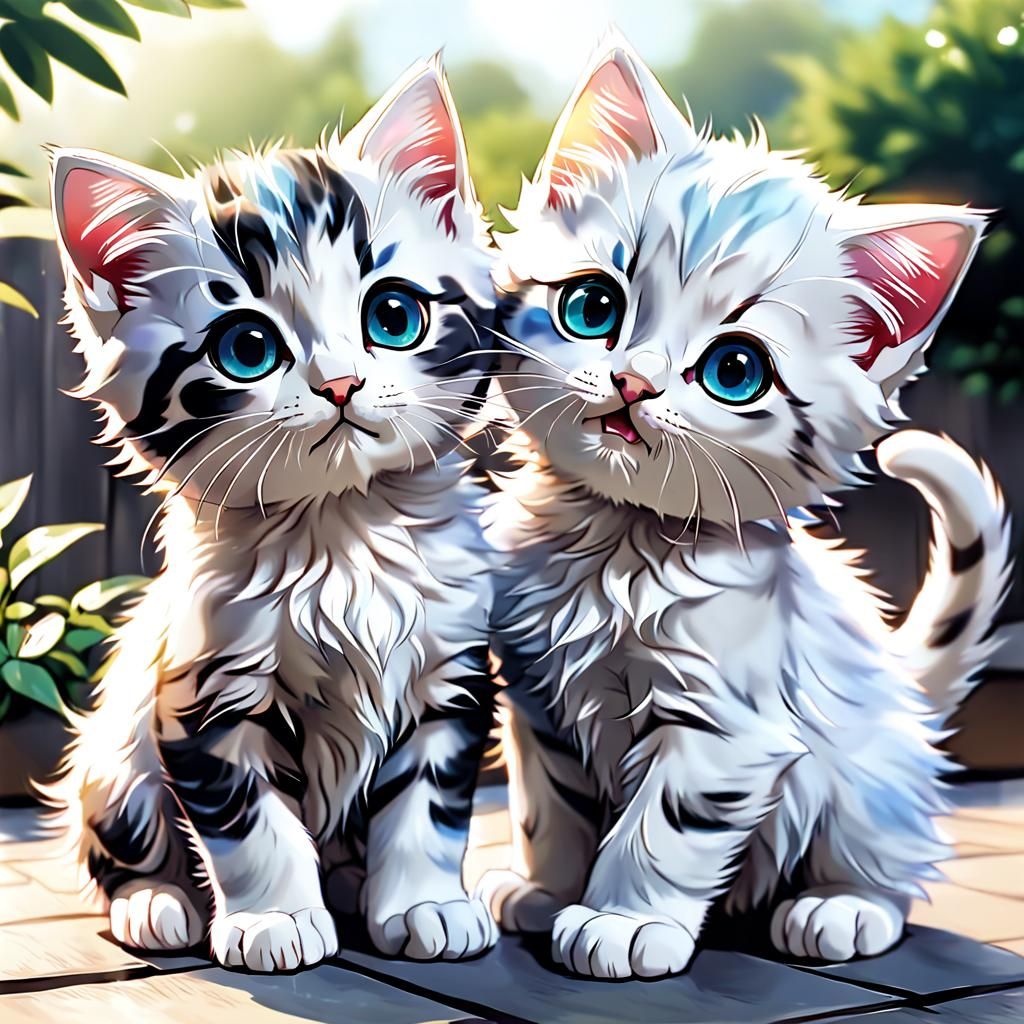 Adorable Anime Kittens with Expressive Eyes