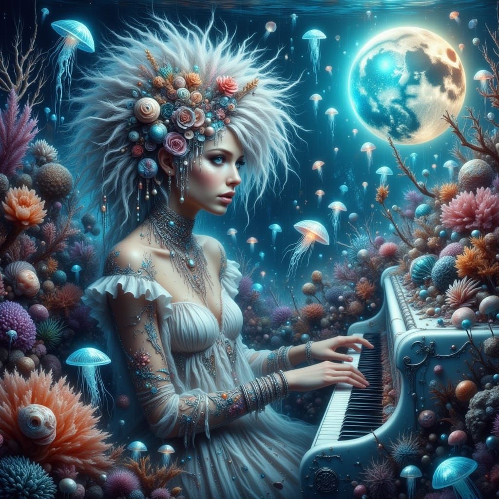 Enchanted Oceanic Piano Concerto in Vibrant Coral Reef