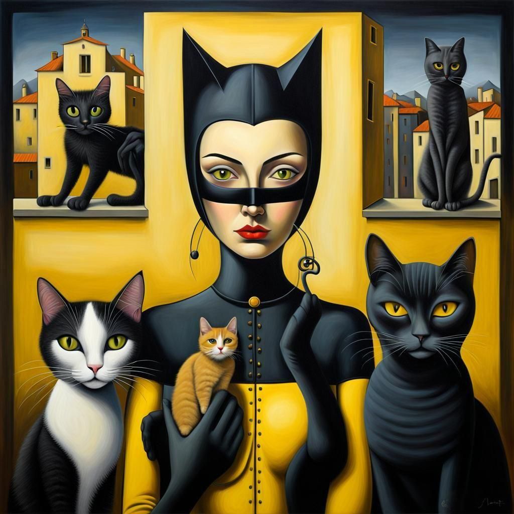 Mystical Queen of Whispers in Feline Splendor