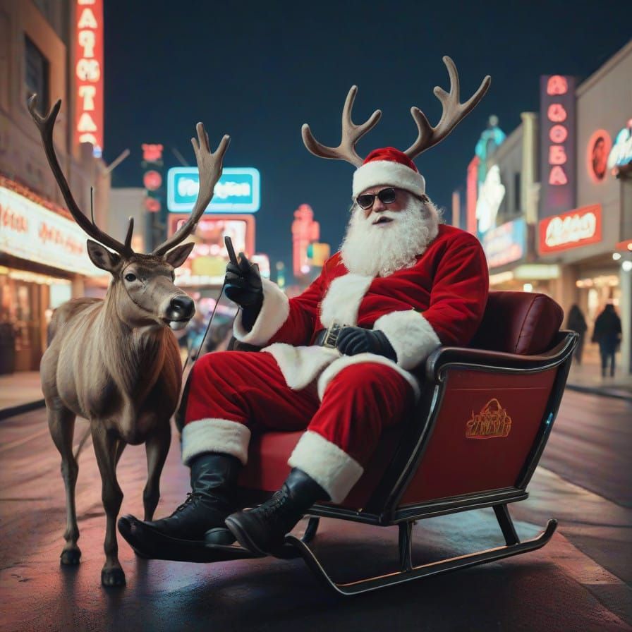 Santa Claus in Las Vegas, Christmas Eve Morning, Cyberpunk S...