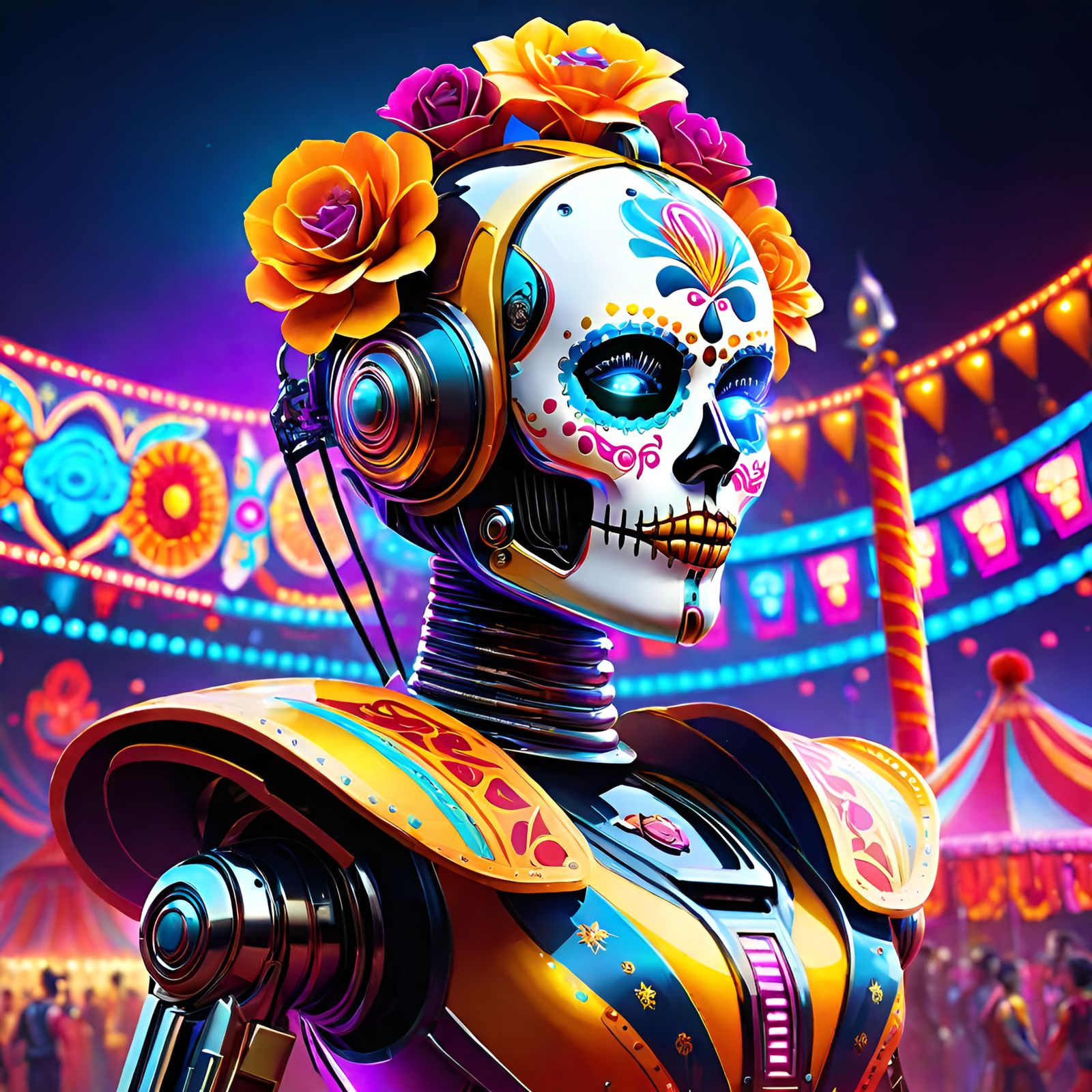 Futuristic Day of the Dead Robot Circus