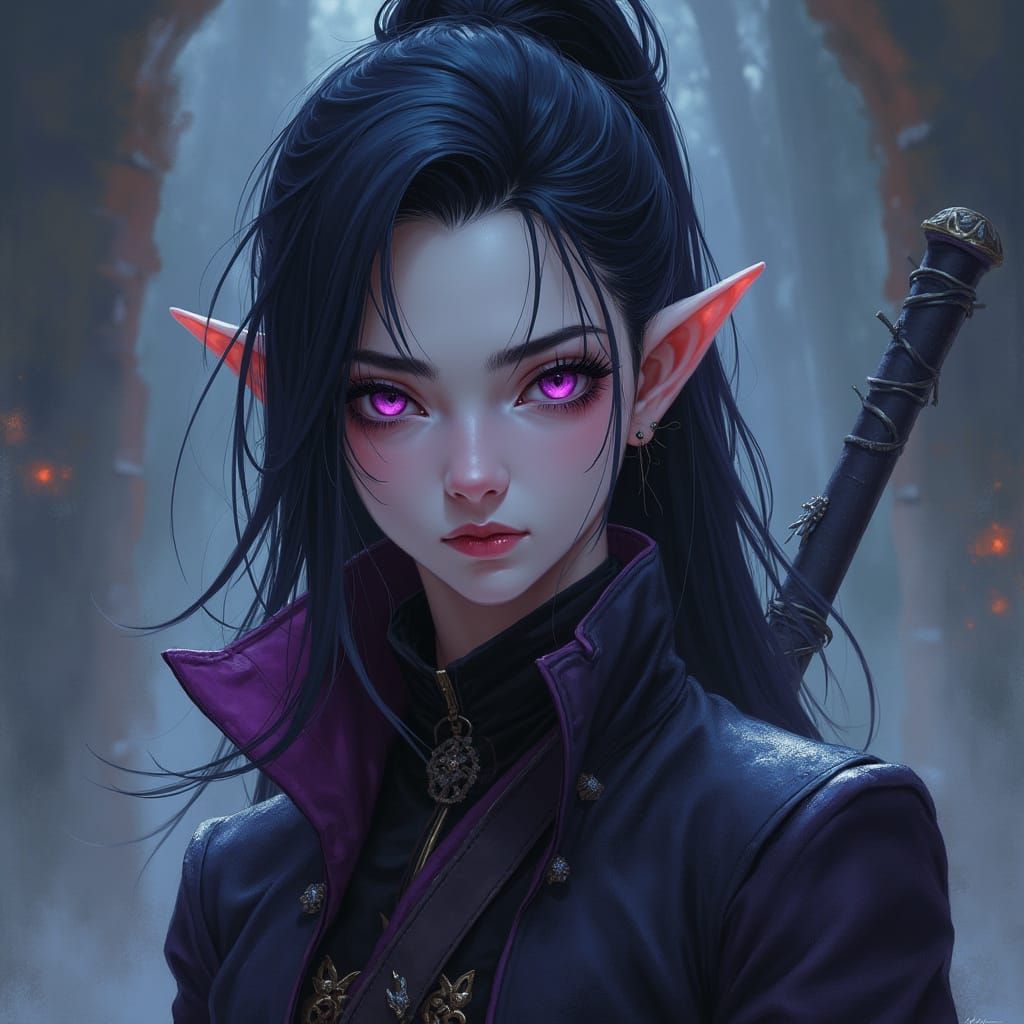 Shadar-Kai Assassin in Dark Fantasy Style