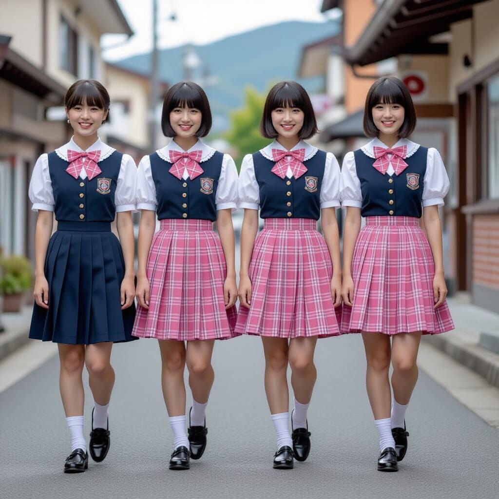 Men in Schoolgirl Uniforms: Cinematic Film Still