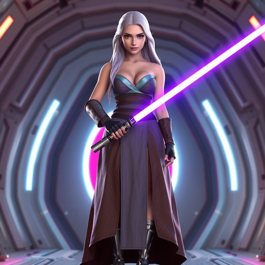 Epic Cyberpunk-Infused 3D Concept Art of a Voluptuous Female...