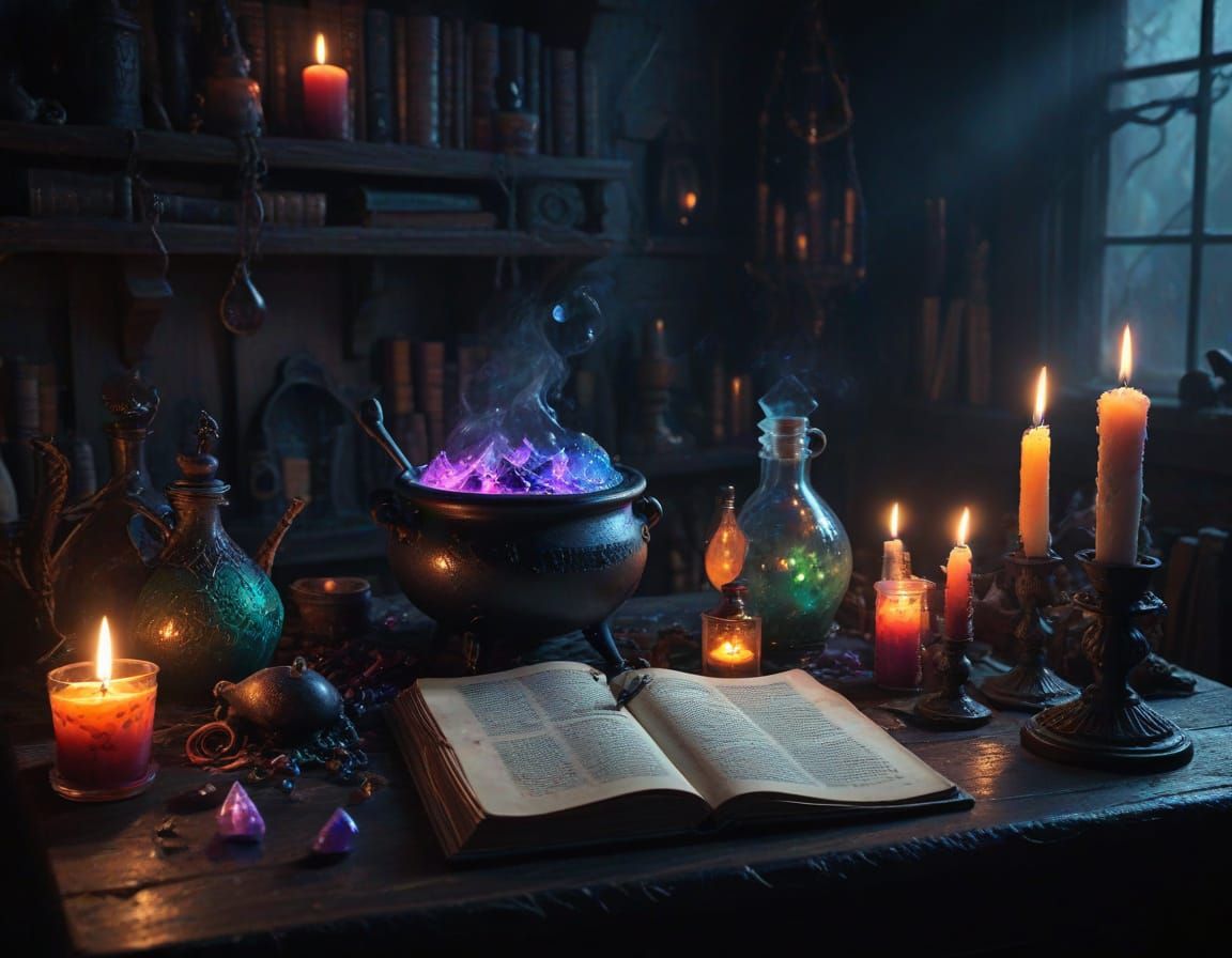 Mystical Witch's Sanctum in Dark Fantasy Style
