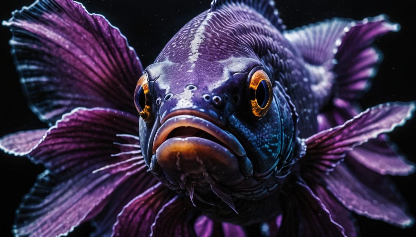 Realistic Purple Betta Fish Close-Up Portrait