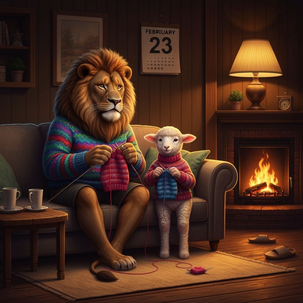 Lion and Lamb Knit Sweaters by Firelight