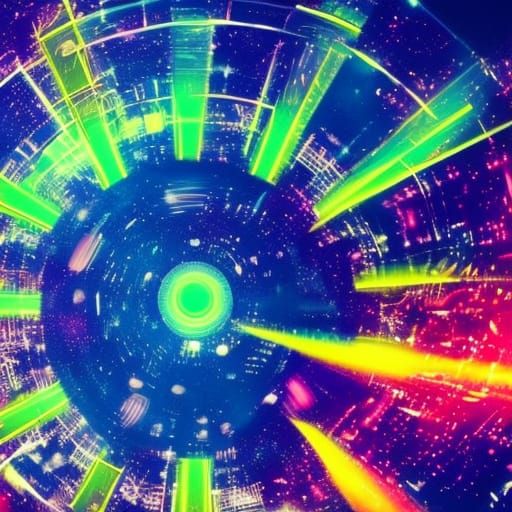 Sci-Fi Spaceship Soars Through Space with Neon Lights