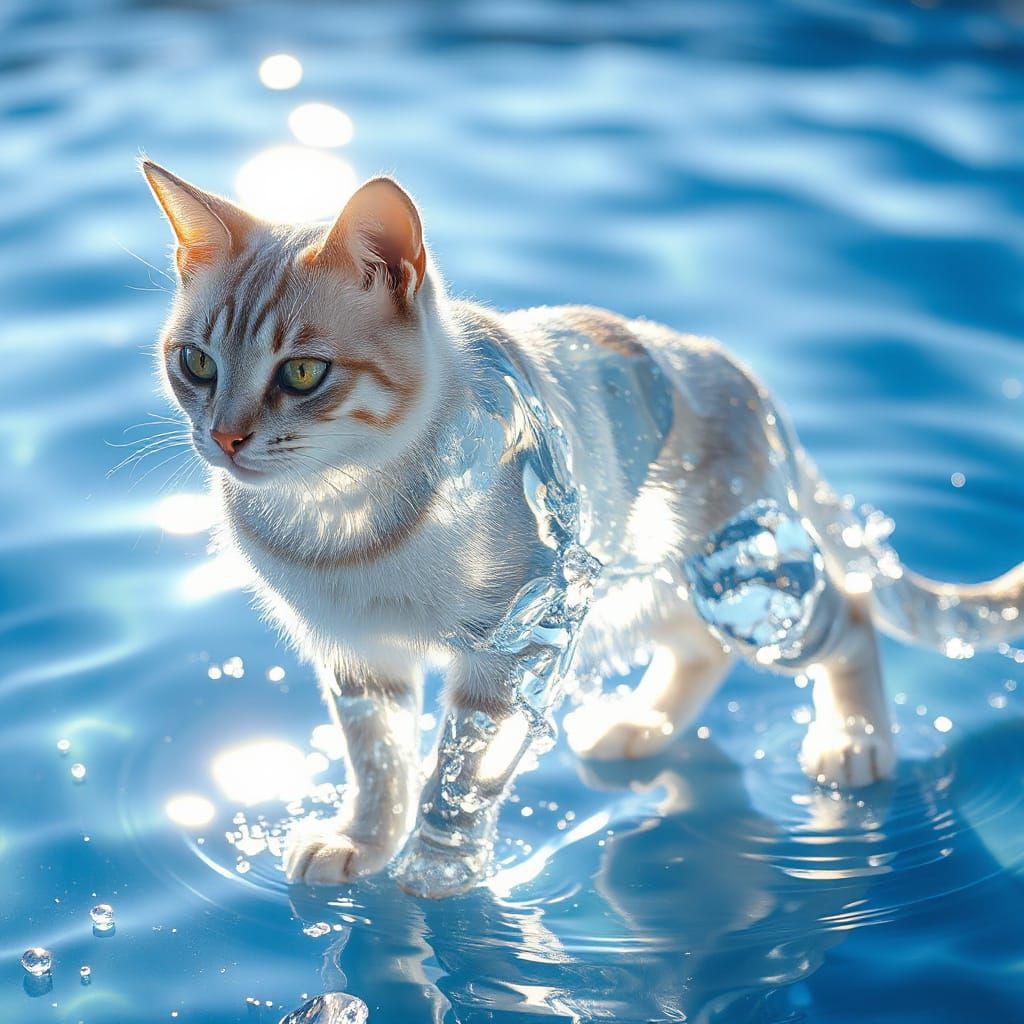 Majestic Water Cat Shimmering in Sunlight