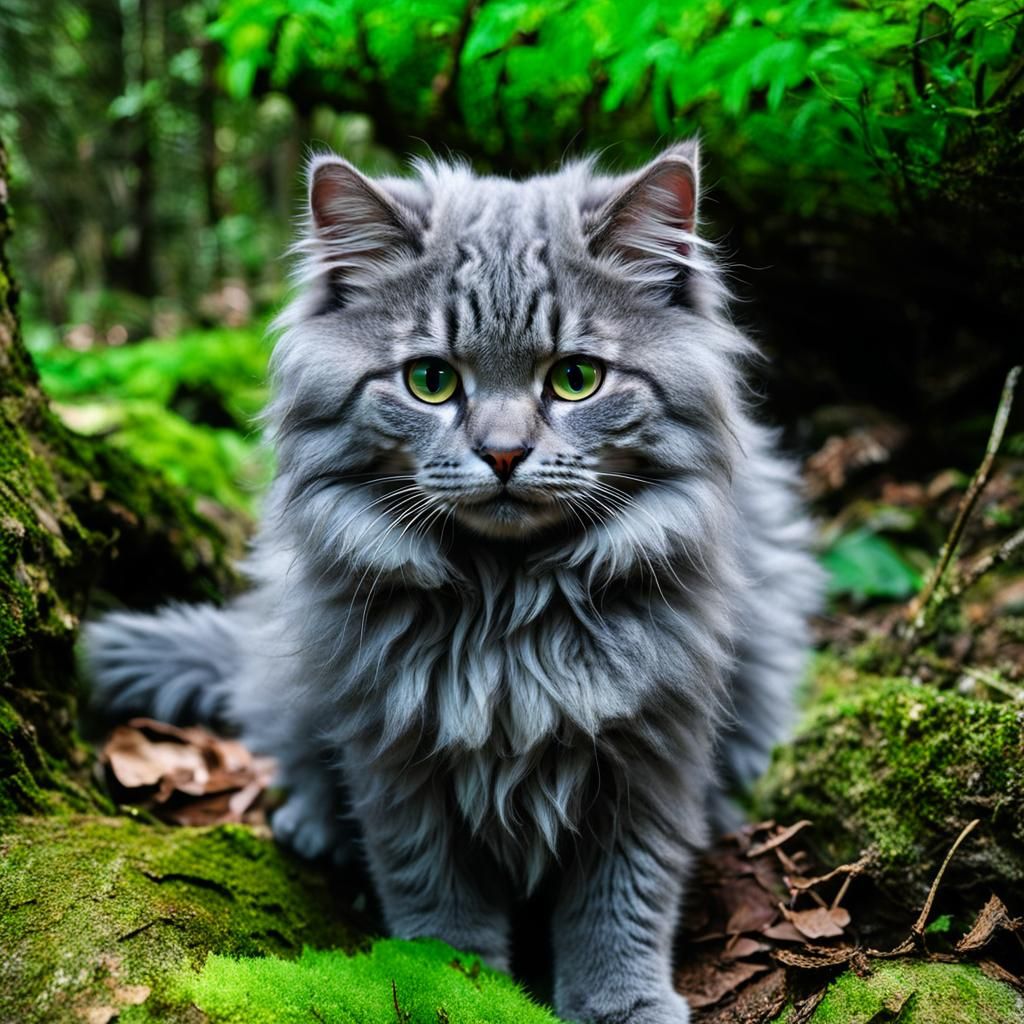 Gray Kitten Adventures in Deep Woods