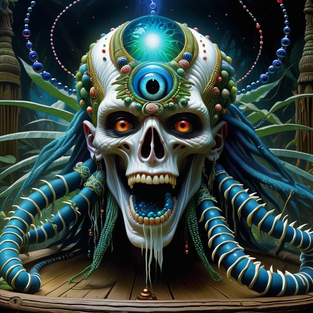 Albino Shaman in Surreal Ayahuasca Dreamscape