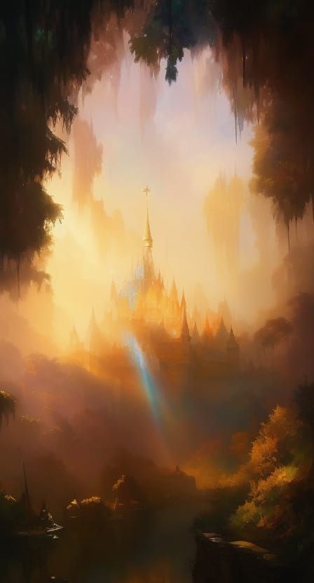 Calvary Crosses Seen from Tomb on Sunny Day