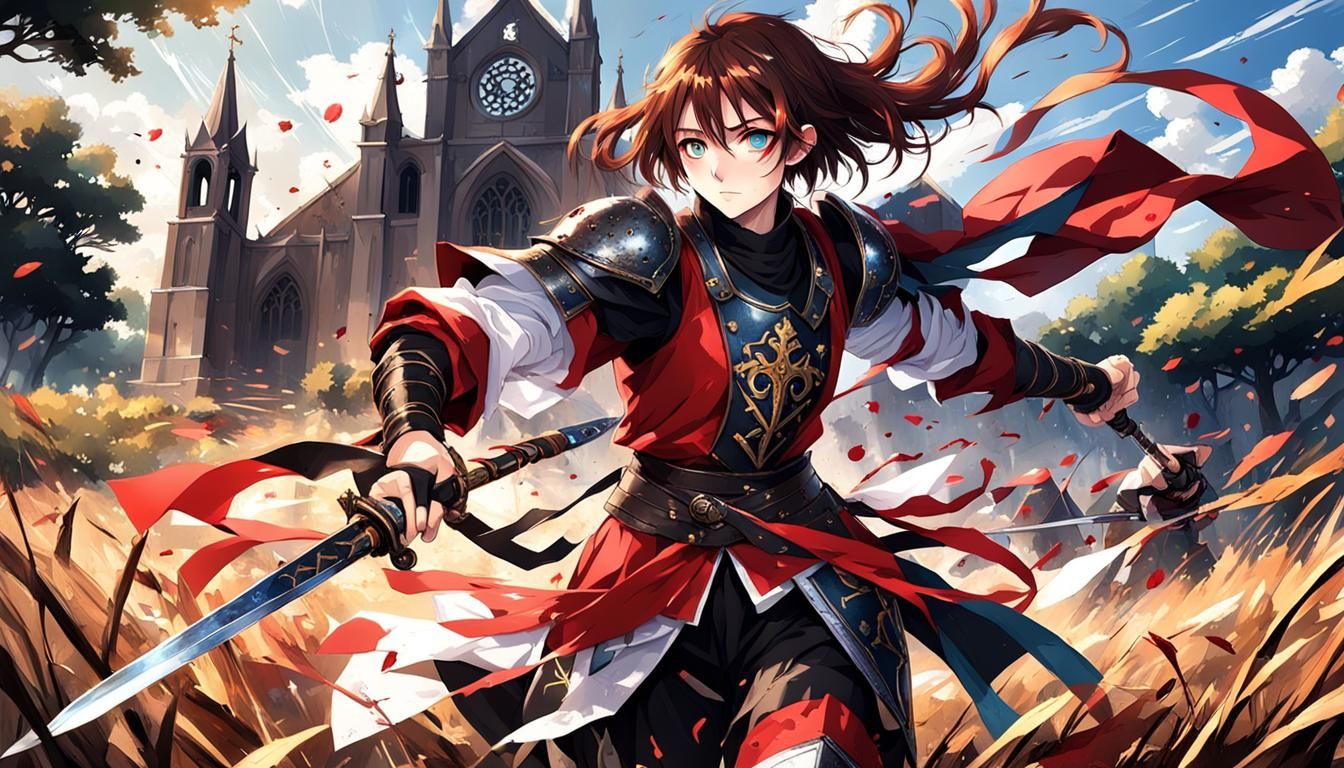 Anime Girl Warrior in Medieval Armor