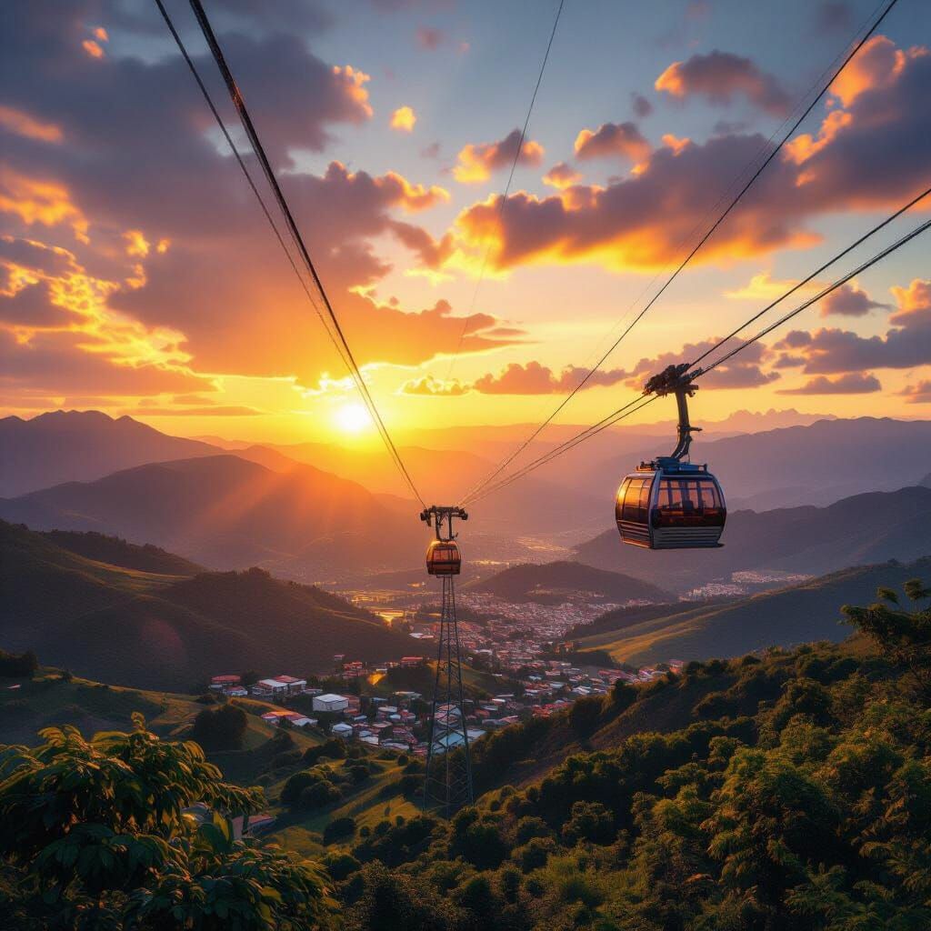 Jarabacoa City Cable Car at Sunset