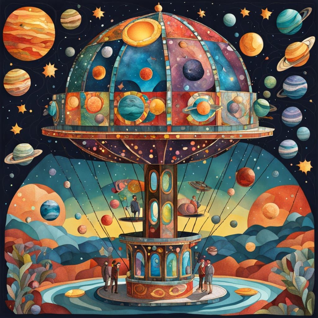 Stained Glass Planets Orbiting Gemstone Sun