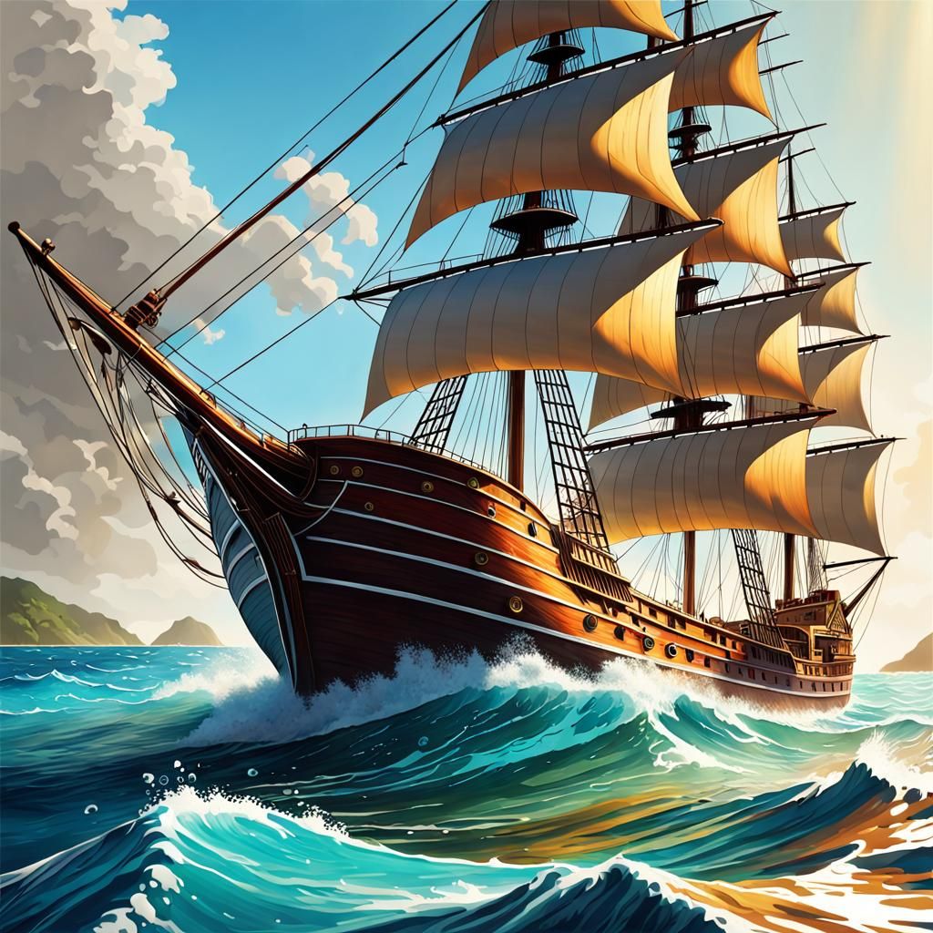 Caribbean Sailing Ship on a Sunny Day