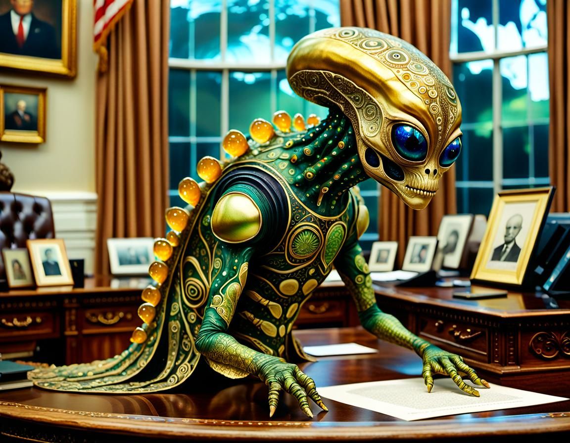 Gelatinous Alien President in Oval Office