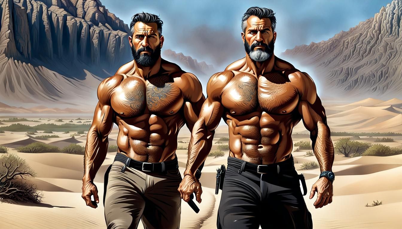 Desert Wanderers: A Desolate Wasteland Scene