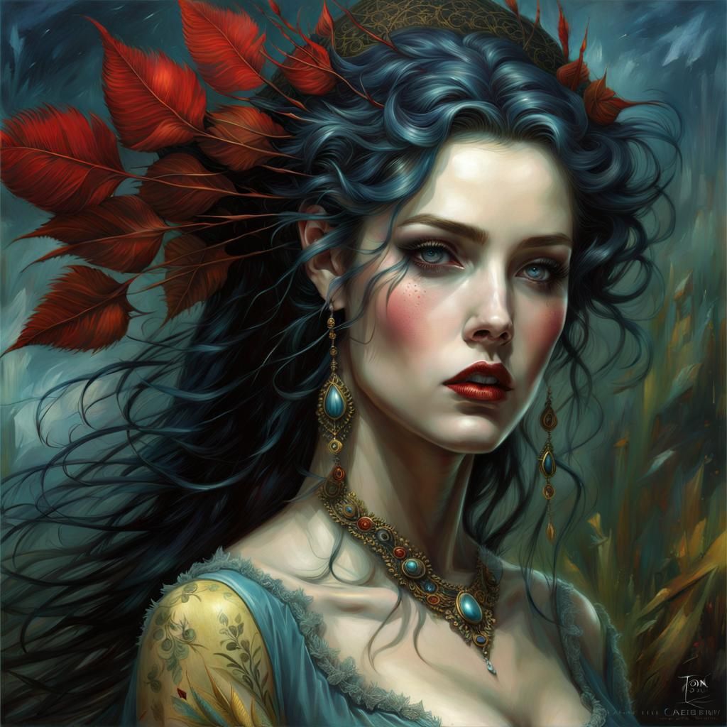 Hyperreal Woman in Lingerie, Dark Fantasy Art