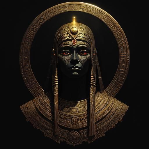 Cybernetic Egyptian Princess with Mirrored Reflection