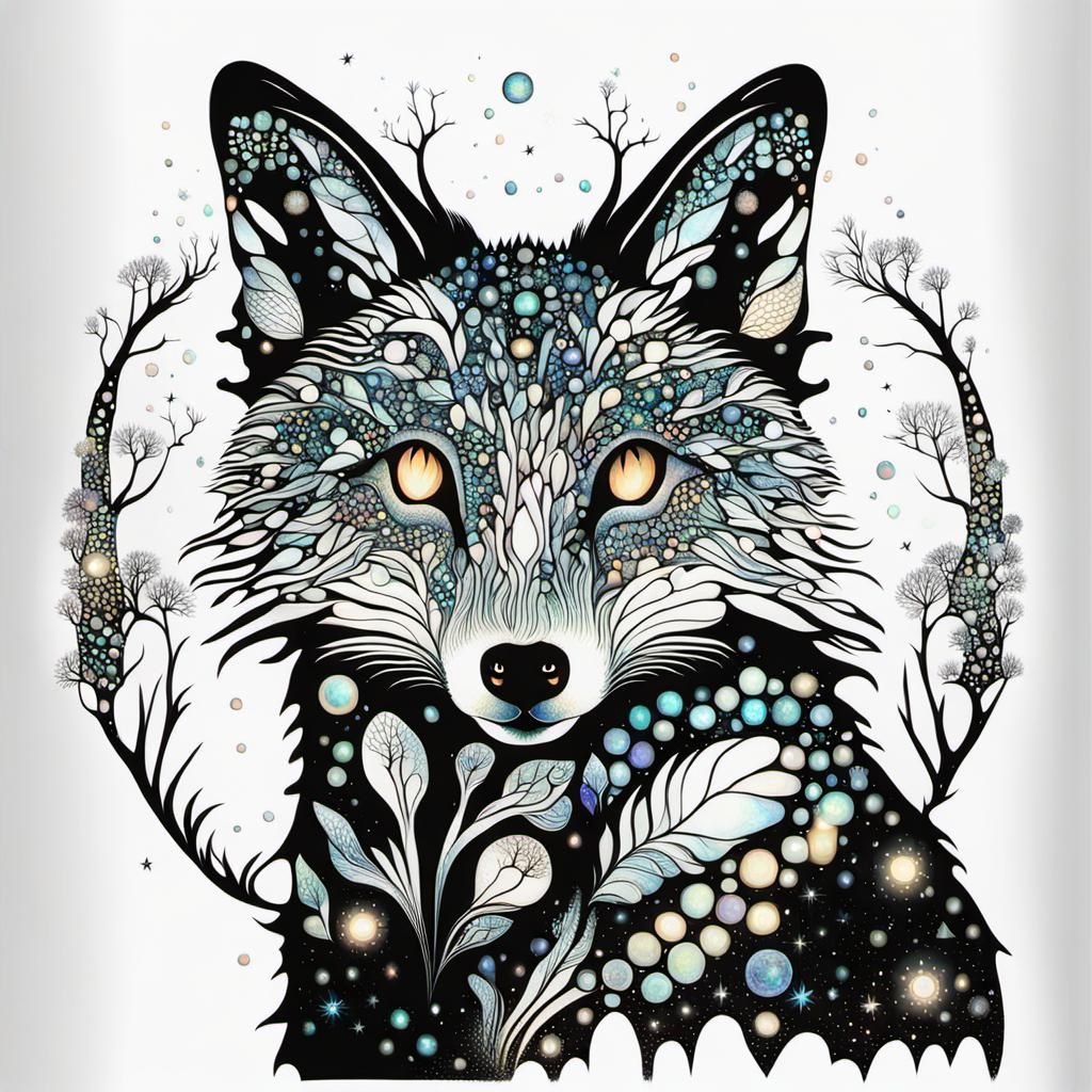 Bioluminescent Fox in Cel-Shaded Style