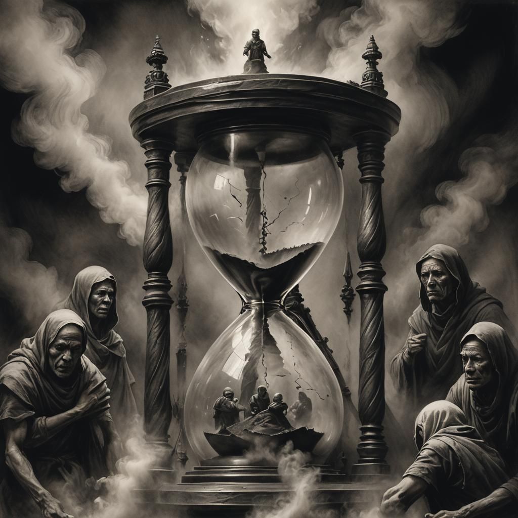 Hourglass Passage: Dramatic Charcoal Drawing in Chiaroscuro