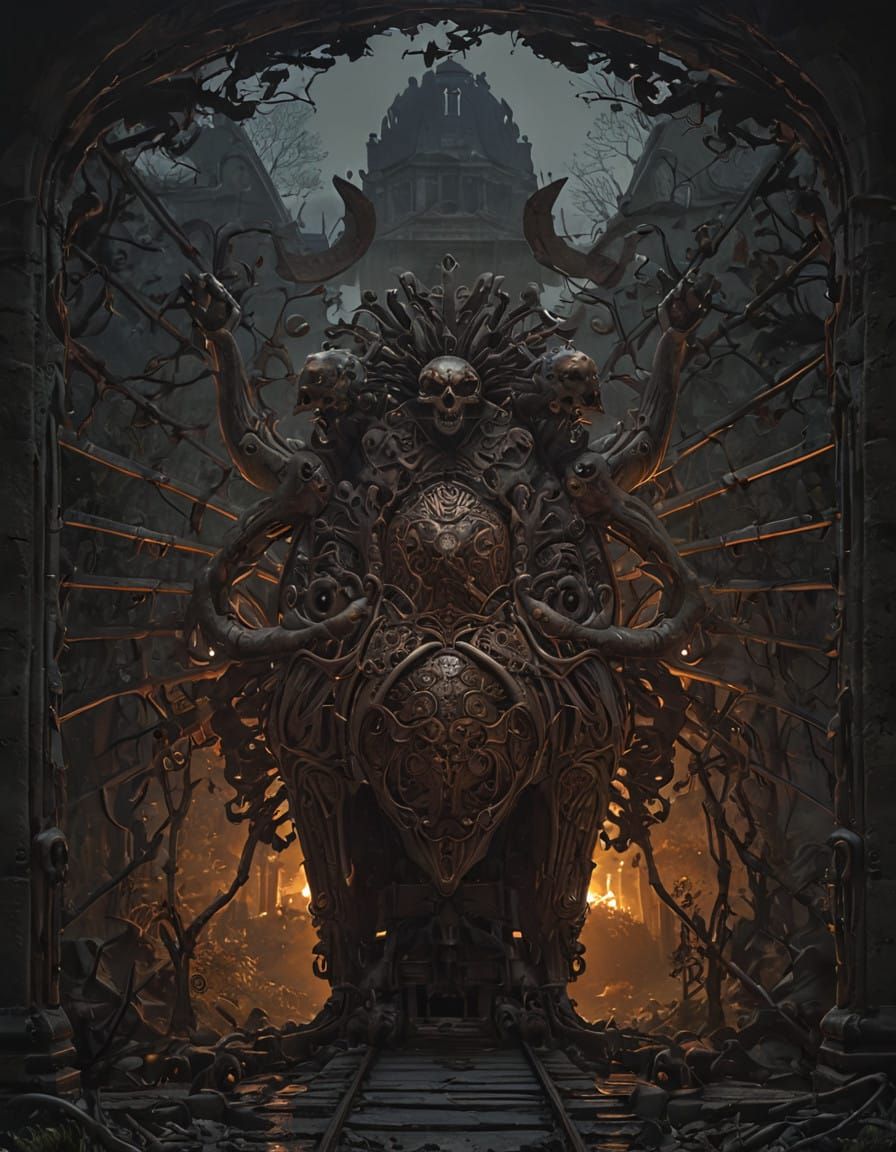 Mystical Realm of Gothic Decay in Vintage-Inspired Eerie Aur...