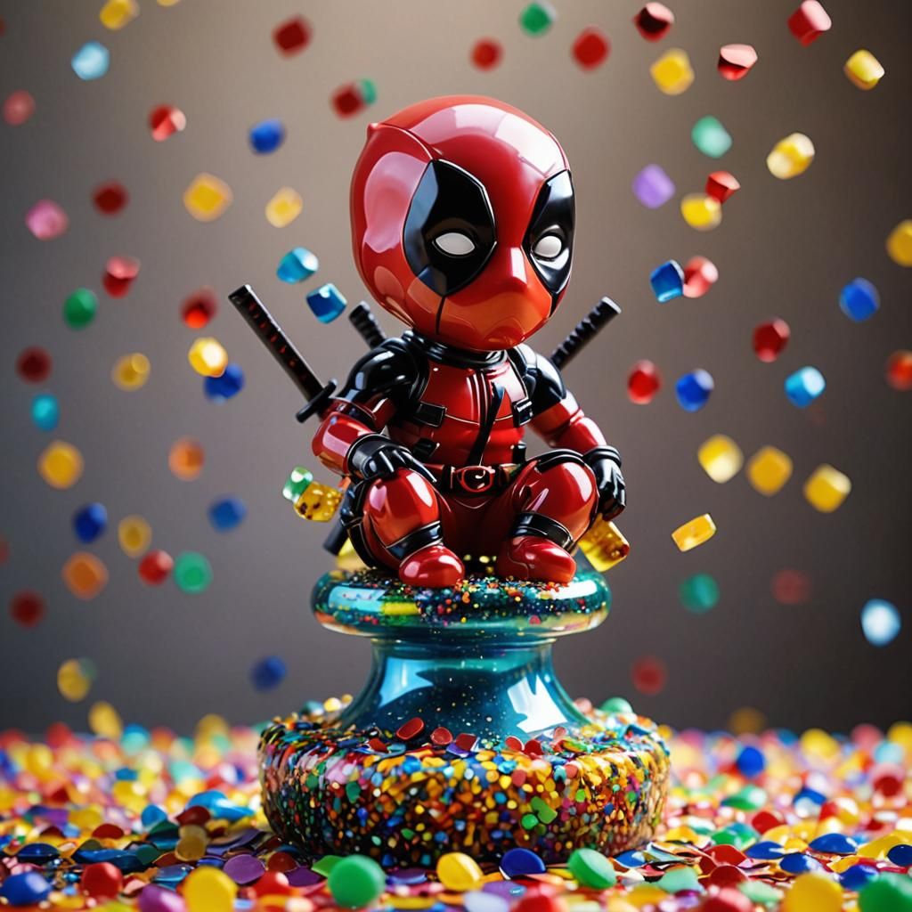 Chibi Deadpool Glass Sculpture Inspired by Chihuly