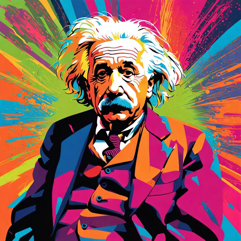 Albert Einstein Pop Art Portrait in Bold Colors
