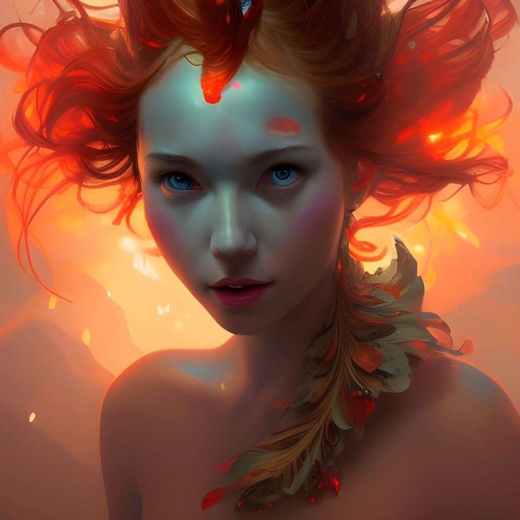 Volcano Fairy Portrait in Hyperdetailed Style