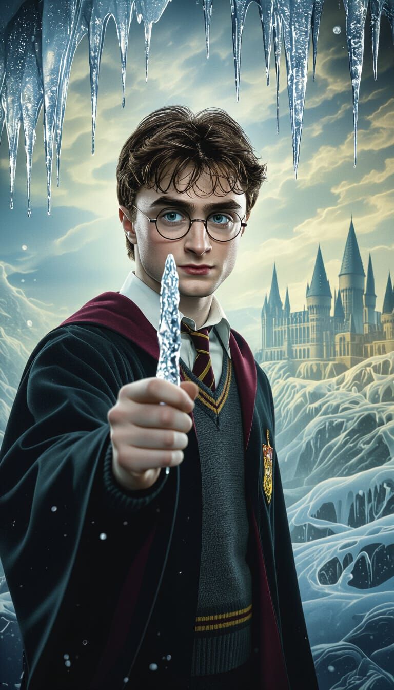 Harry Potter with Icicle in Surreal Dreamscape