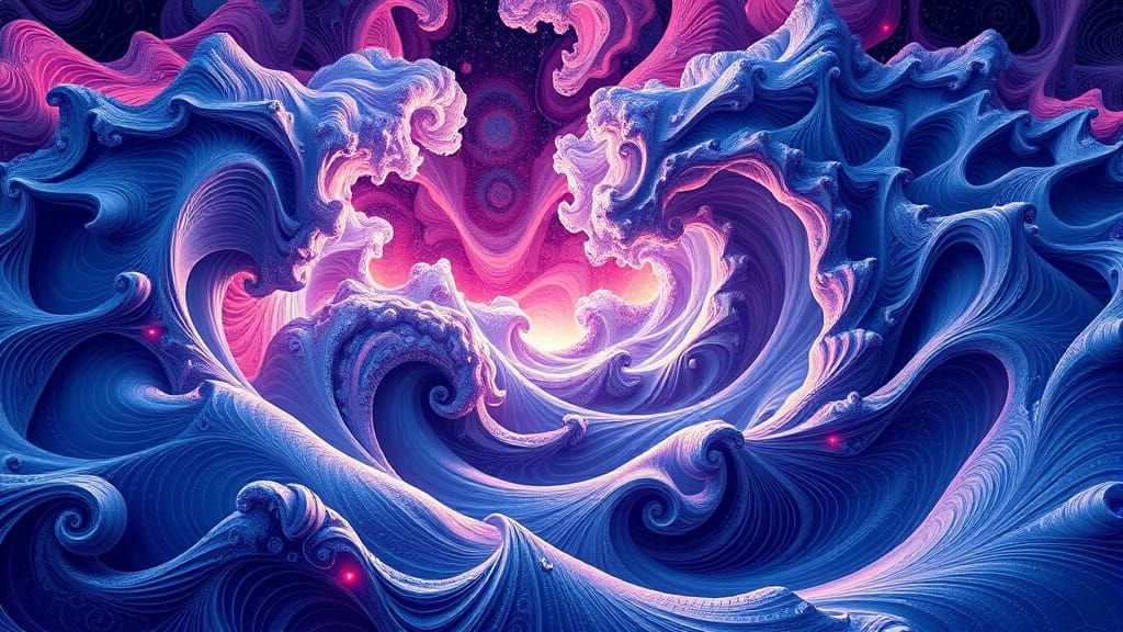 Mesmerizing Fractal Landscape in Neon Cyberpunk Style