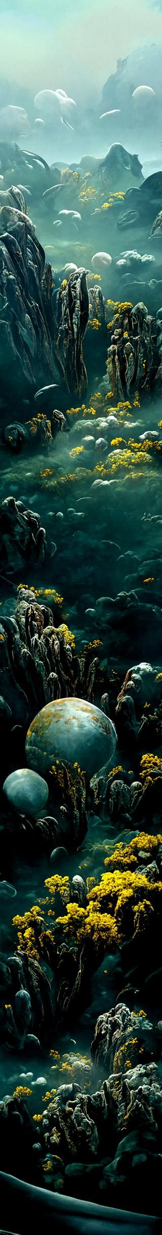 Underwater Depths: A Matte Painting of Ocean Life