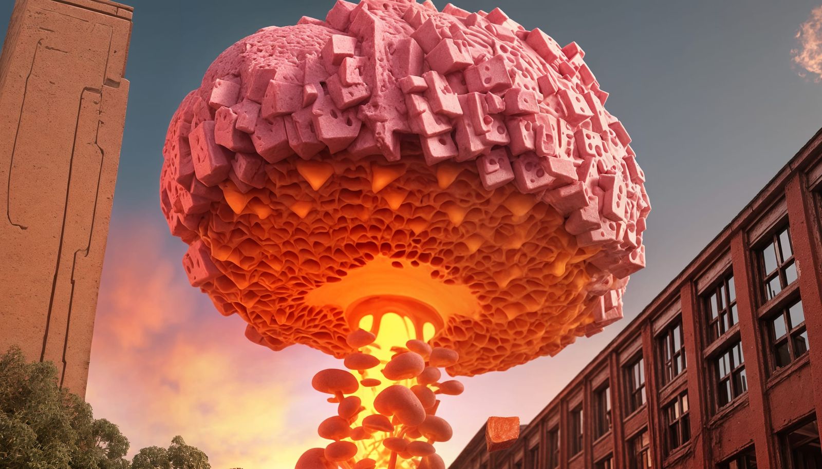 Nuclear Explosion at University in Zentangle Style