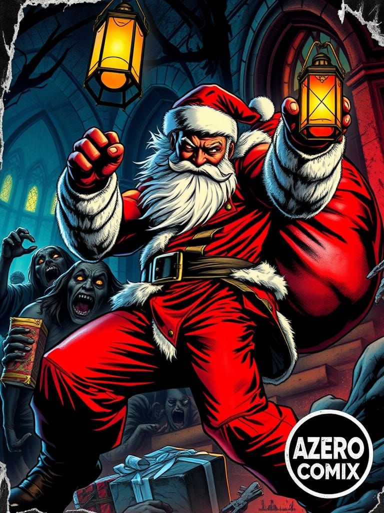 Spectacular Santa Battles Vampires in Hyper-Dynamic Comic Bo...
