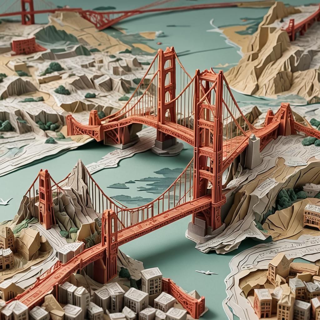 Golden Gate Bridge Papercraft in Macro Photography
