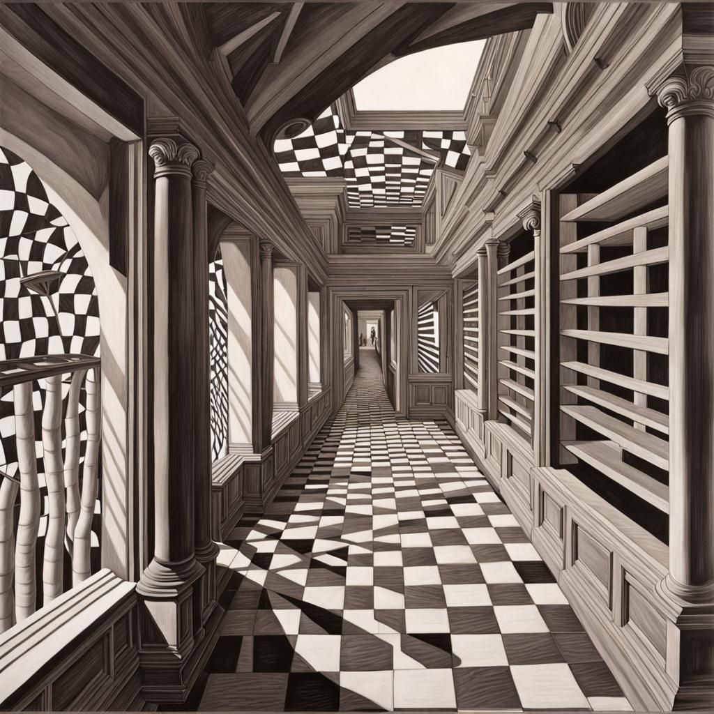 Escher's Belvedere in Photorealistic Style
