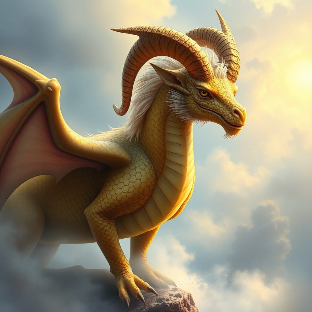 Ethereal Fantasy Portrait of Man Emerging from Dragon Form