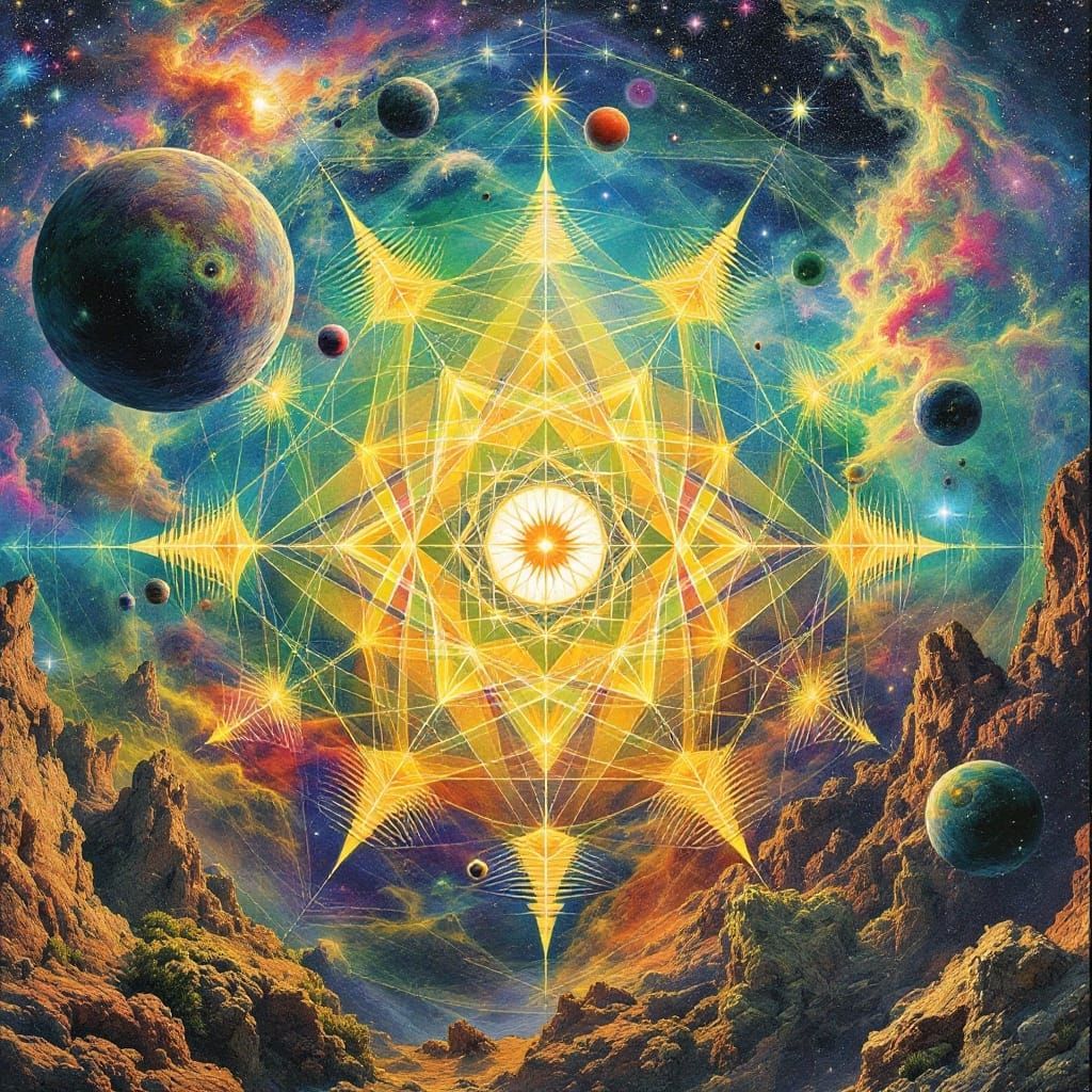 Psychedelic Geometry Fusion: Hallucinatory Mathematical Art