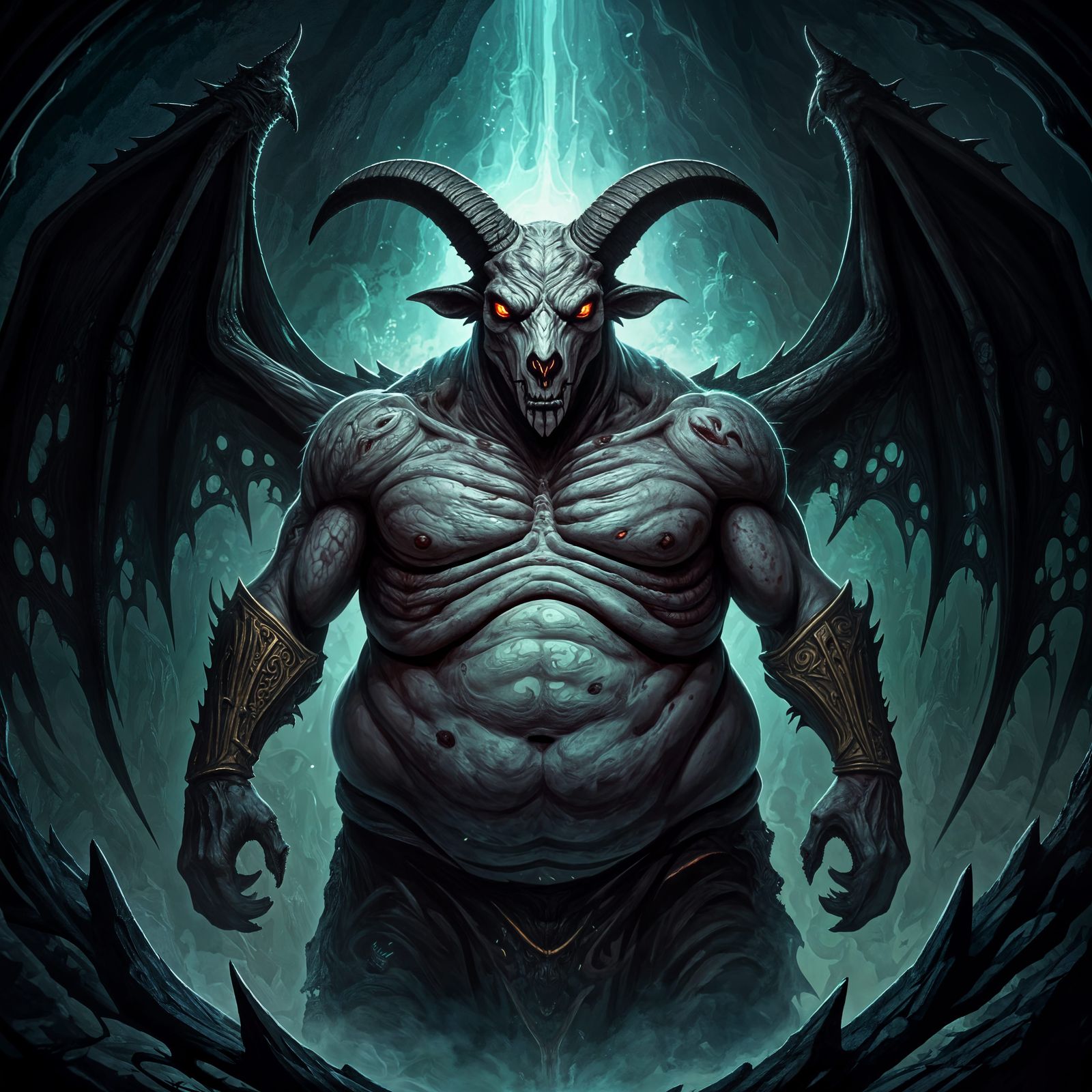 Surreal Demon Lord of Undeath in Dark Fantasy Style